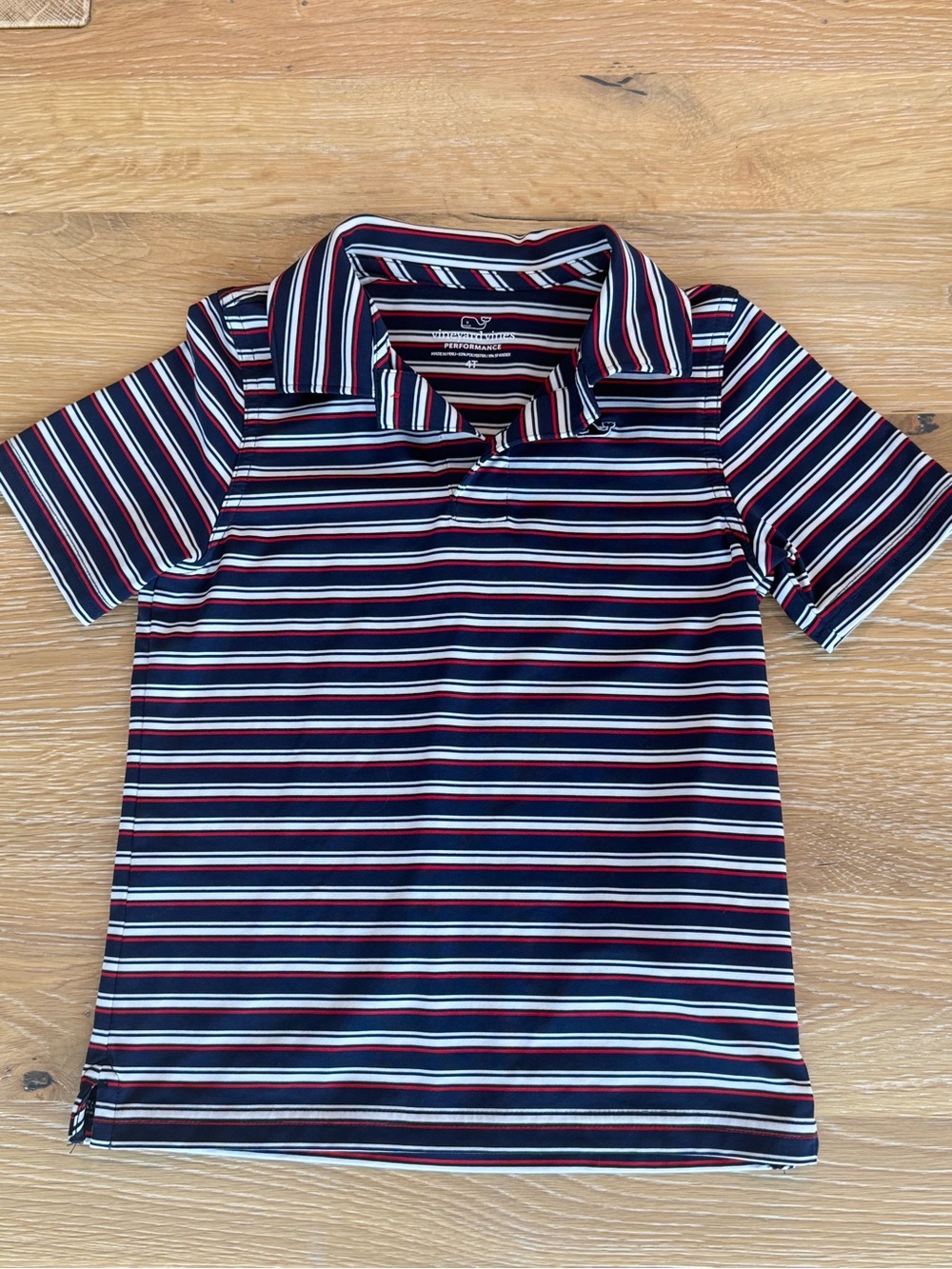 Vineyard Vines Boys' Navy, White & Red Striped Polo